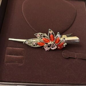 Red and Silver Hair Clip